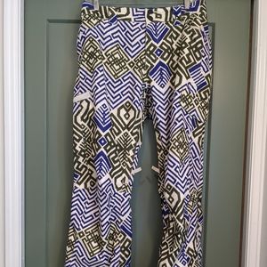 Burton Blue White and Olive Geometric Bootcut Ski Pants